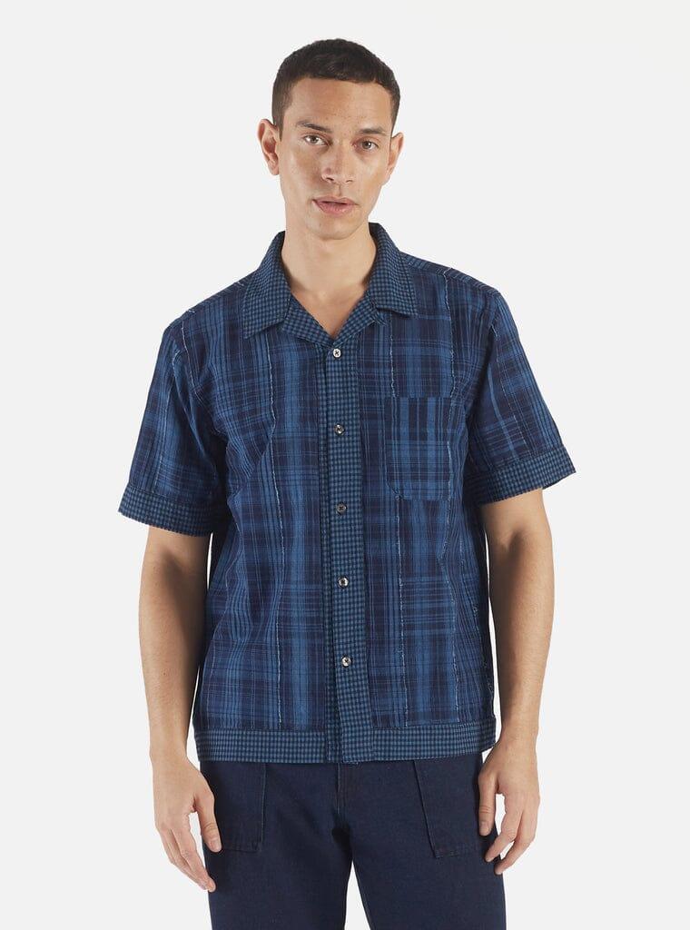 Universal Works - Border Road Shirt In Indigo Raw/Gingham Mix - City Workshop Men's Supply Co.