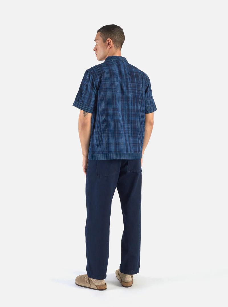 Universal Works - Border Road Shirt In Indigo Raw/Gingham Mix - City Workshop Men's Supply Co.