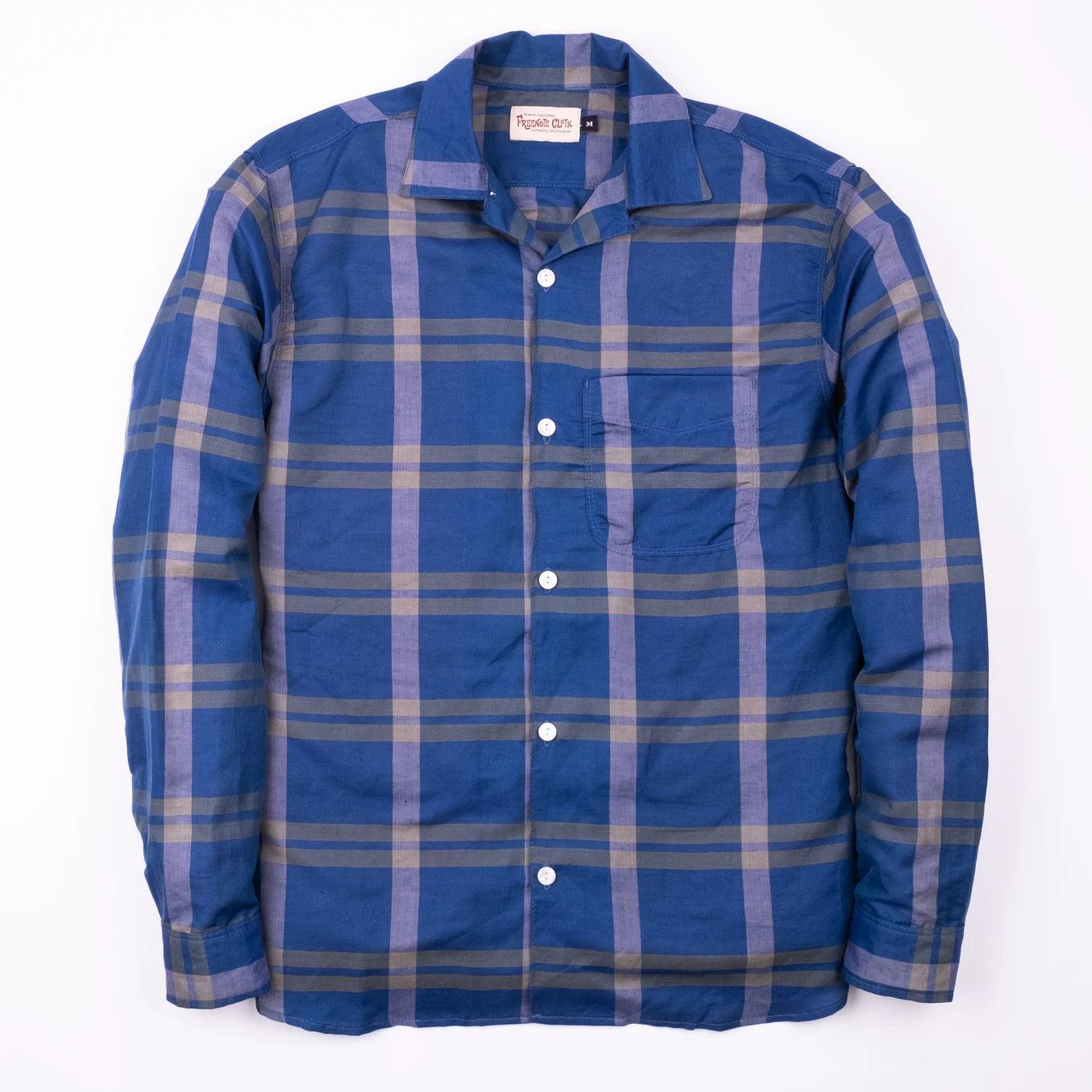 Freenote Cloth - Hawaiian LS Anchorage Blue Plaid - City Workshop Men's Supply Co.