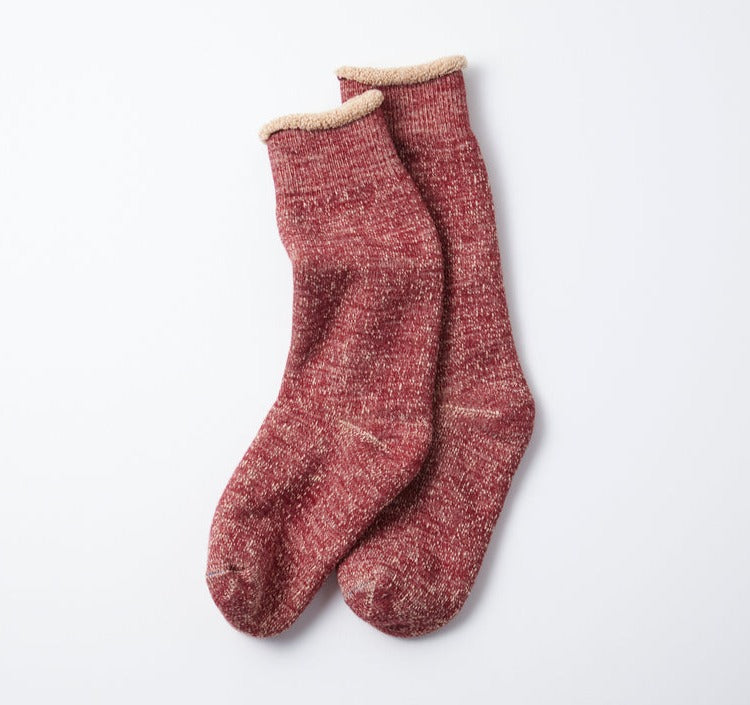 Rototo - Double Face Crew Socks - D. Red/Brown - City Workshop Men's Supply Co.