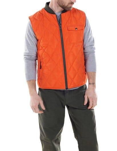 Schott NYC - Reversible Lightweight Quilted Down Filled Vest - Olive/Orange - City Workshop Men's Supply Co.