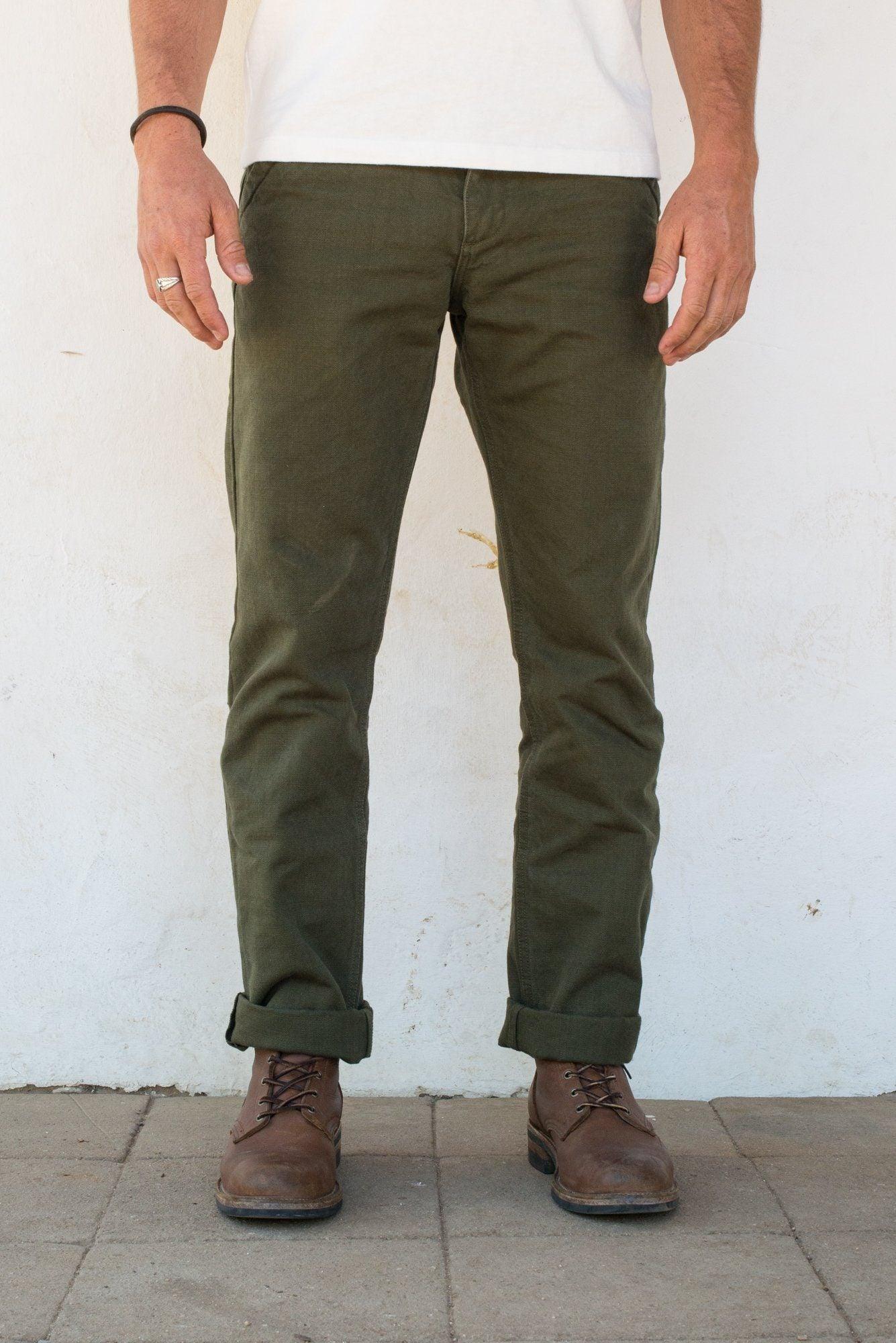 Freenote Cloth - Workers Chino Slim Fit 14oz Slub Army Green - City Workshop Men's Supply Co.
