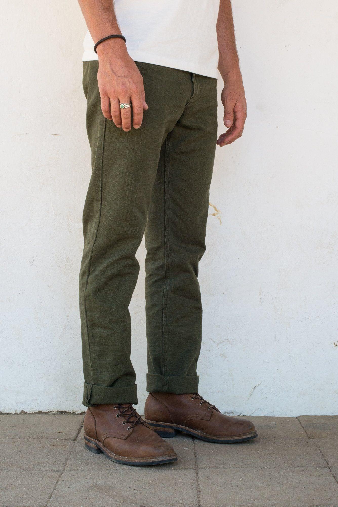 Freenote Cloth - Workers Chino Slim Fit 14oz Slub Army Green - City Workshop Men's Supply Co.