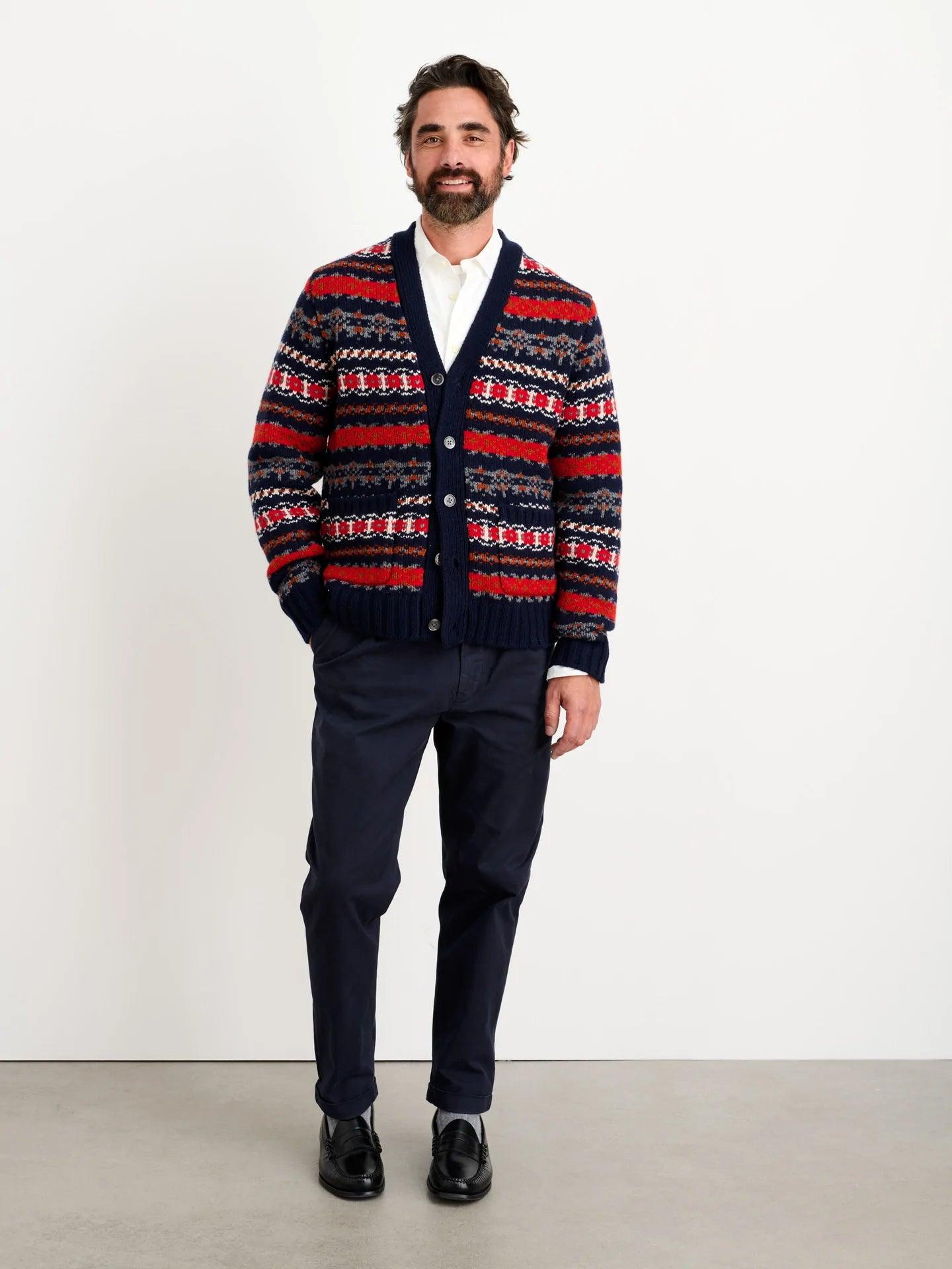 Alex Mill - Fair Isle Cardigan in Navy Multi - City Workshop Men's Supply Co.