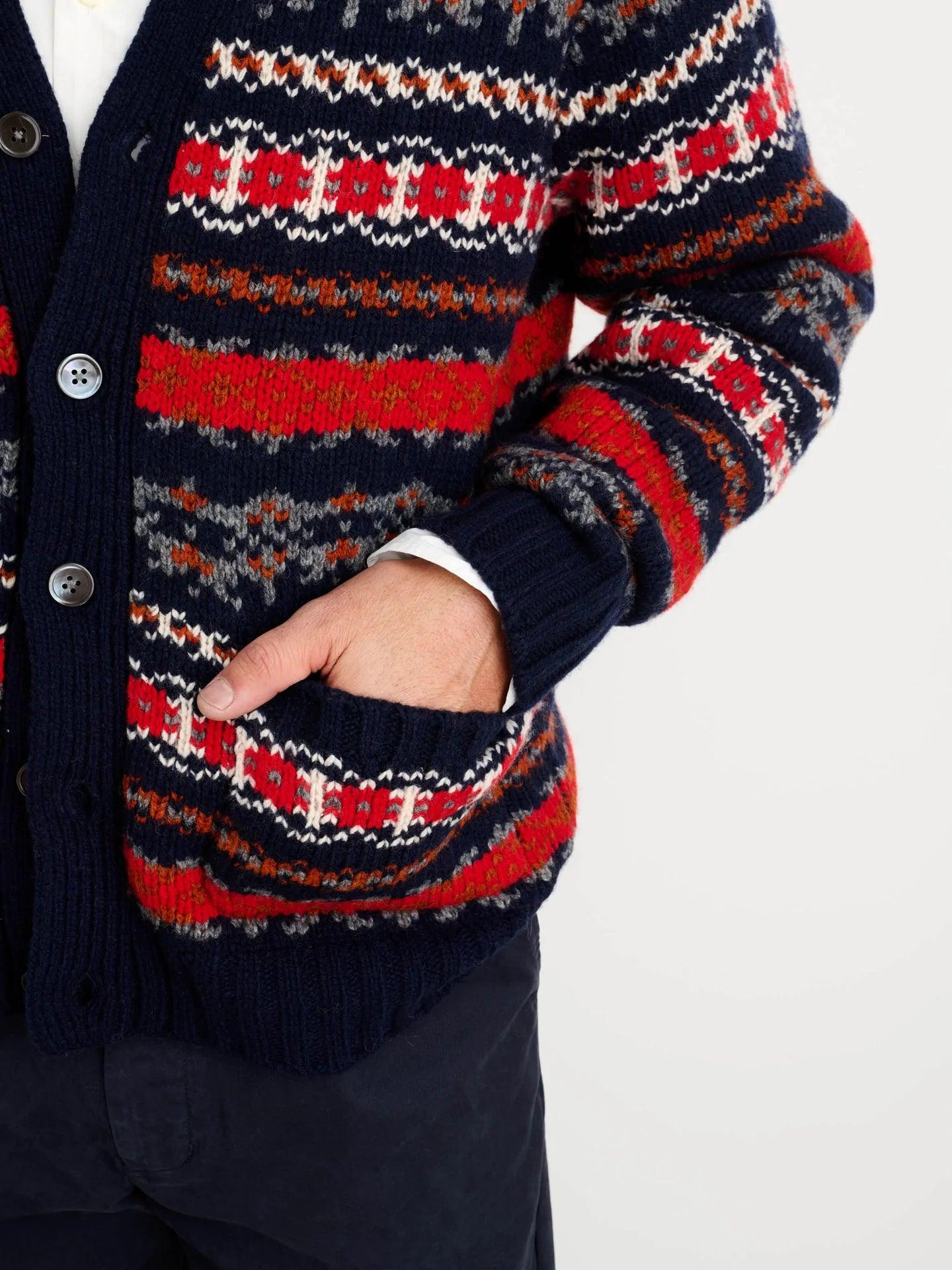 Alex Mill - Fair Isle Cardigan in Navy Multi - City Workshop Men's Supply Co.
