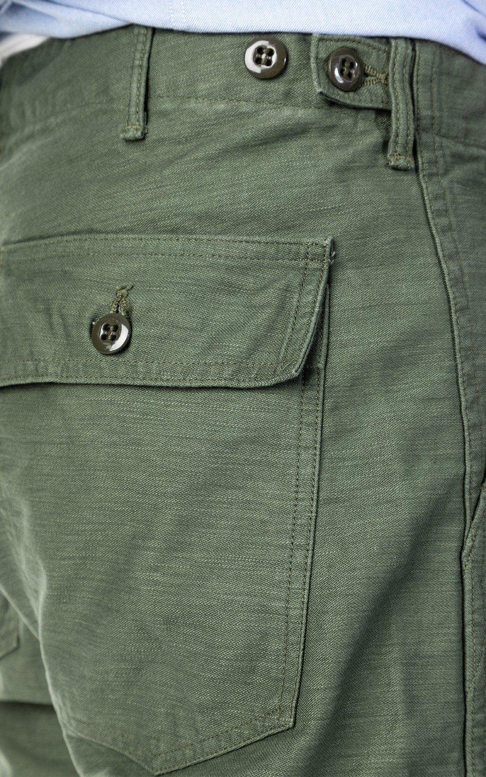 orSlow - 5032 Slim Fit Reverse Sateen Army Fatigue Pant in Olive - City Workshop Men's Supply Co.