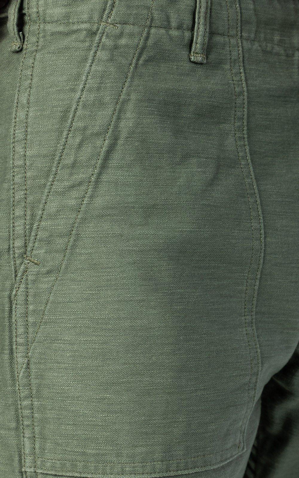 orSlow - 5032 Slim Fit Reverse Sateen Army Fatigue Pant in Olive - City Workshop Men's Supply Co.