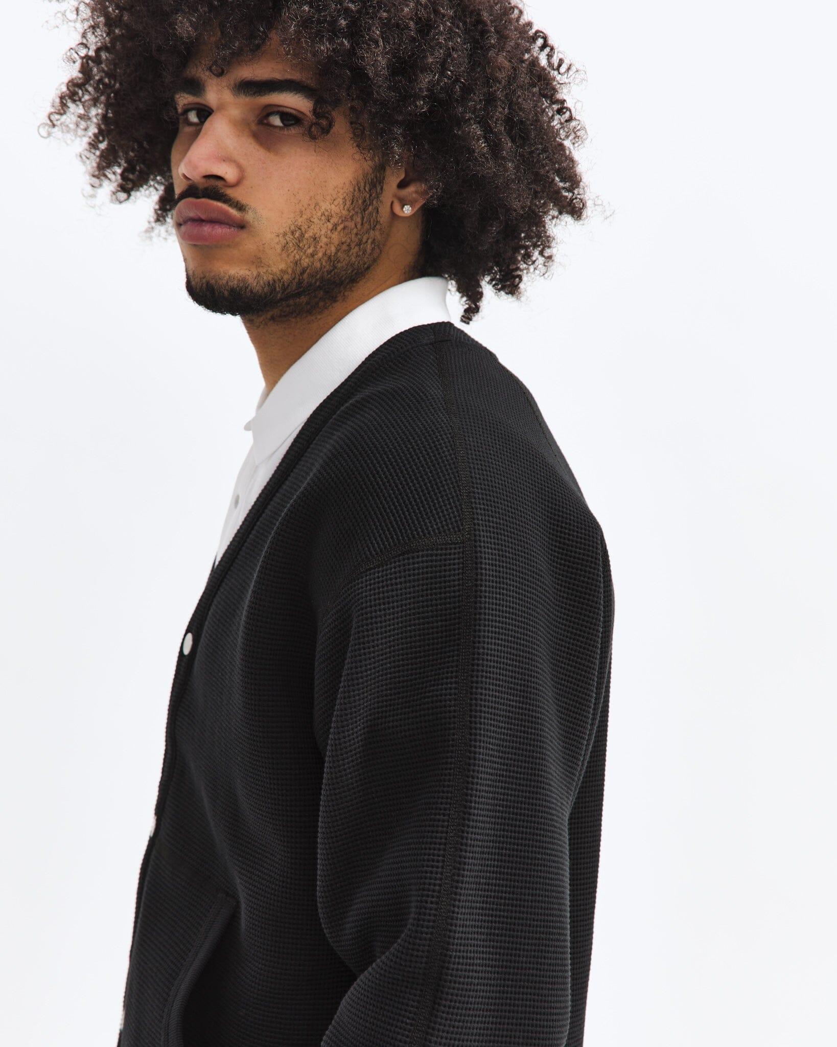 Reigning Champ - Flatback Thermal Cardigan - Black - City Workshop Men's Supply Co.
