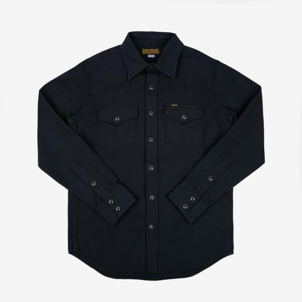 Iron Heart - IHSH-235-BLK - 13oz Military Serge Western Shirt - Black - City Workshop Men's Supply Co.