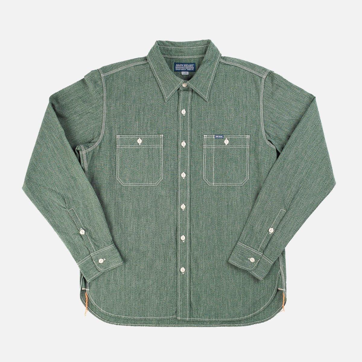 Iron Heart - 10oz Mock Twist Selvedge Chambray Work Shirt - Green - City Workshop Men's Supply Co.