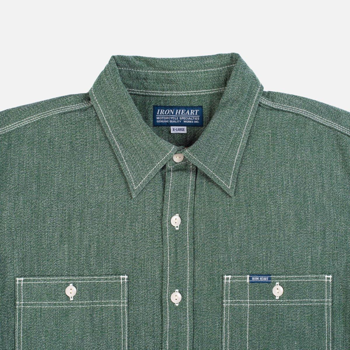 Iron Heart - 10oz Mock Twist Selvedge Chambray Work Shirt - Green - City Workshop Men's Supply Co.