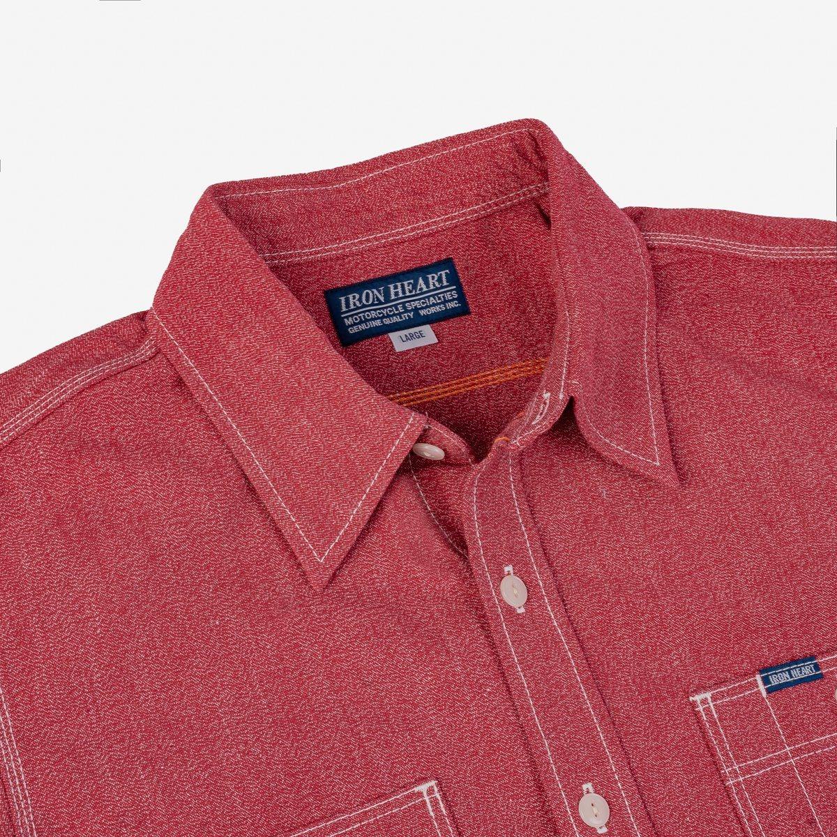 Iron Heart - 10oz Mock Twist Selvedge Chambray Work Shirt - Red - City Workshop Men's Supply Co.