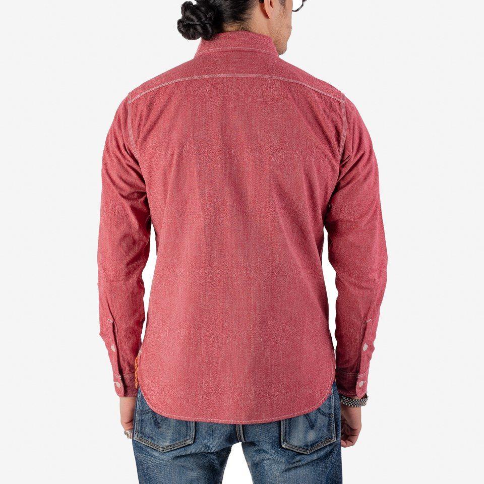 Iron Heart - 10oz Mock Twist Selvedge Chambray Work Shirt - Red - City Workshop Men's Supply Co.