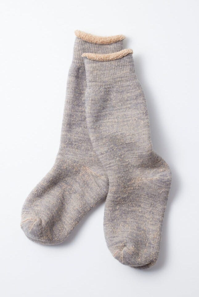 Rototo - Double Face Crew Socks - Gray/Brown