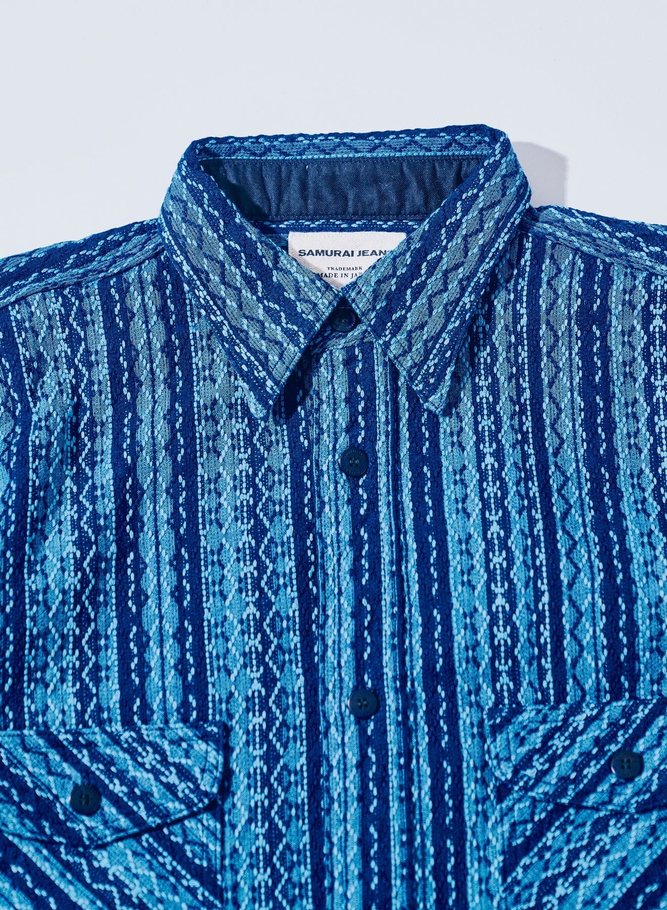 SAMURAI JEANS - SSS25-SKSW - Natural Indigo Stripe Shirt – City
