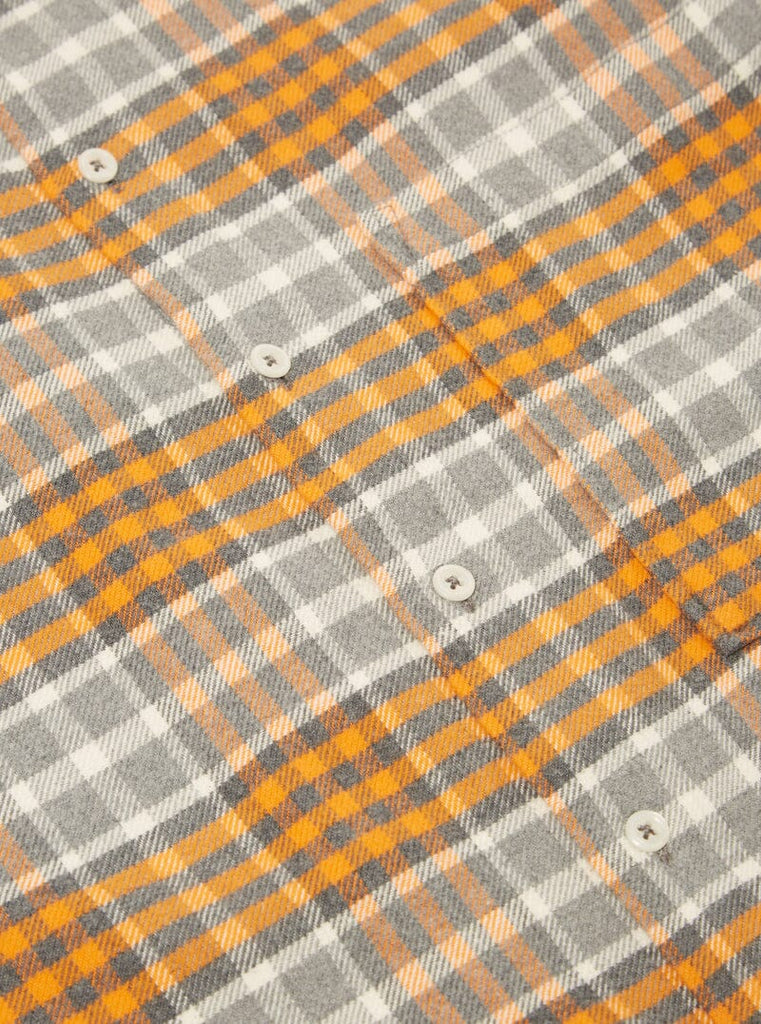 Universal Works - Square Pocket Shirt In Grey Marl/Orange Brushed Cotton Plaid - City Workshop Men's Supply Co.