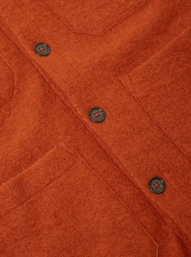 Universal Works - Cardigan In Orange Wool Fleece - City Workshop Men's Supply Co.