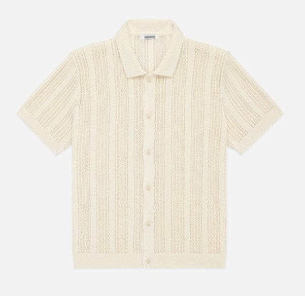 3sixteen - Short Sleeve Knit Shirt ~ Ecru Mesh Stripe – City