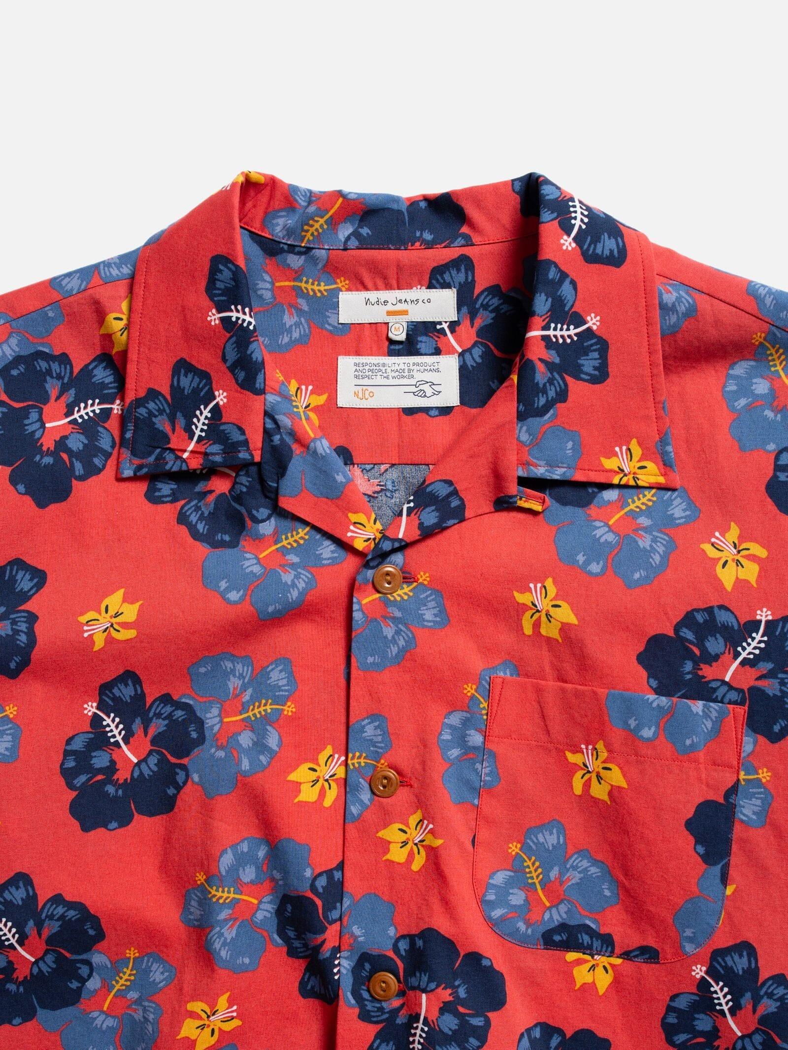 Nudie Jeans Co - Arthur Flower Hawaii Shirt Red - City Workshop Men's Supply Co.