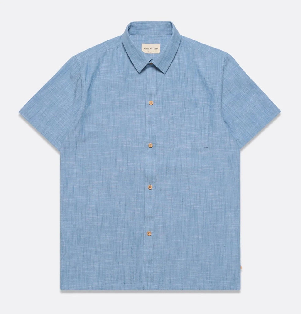 Far Afield - Costa Shirt - Allure Blue Chambray Slub - City Workshop Men's Supply Co.