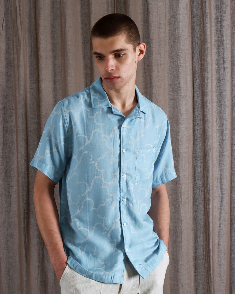 Far Afield - Stachio Shirt - Floral Jacquard in Allure Blue - City Workshop Men's Supply Co.