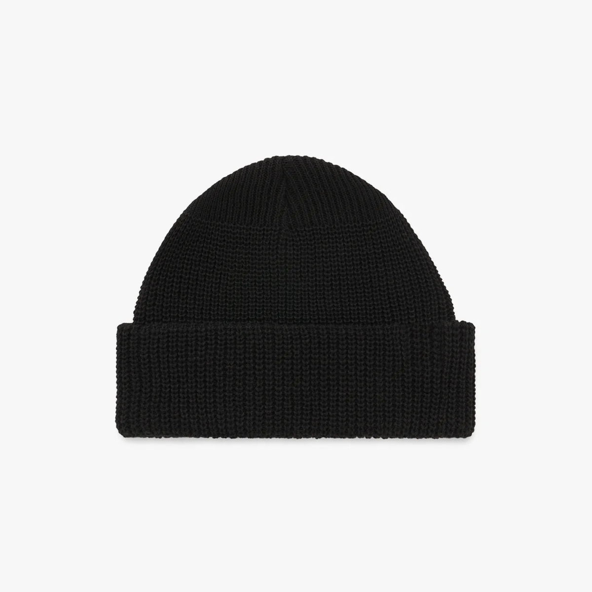 Black beanie hat on a white background