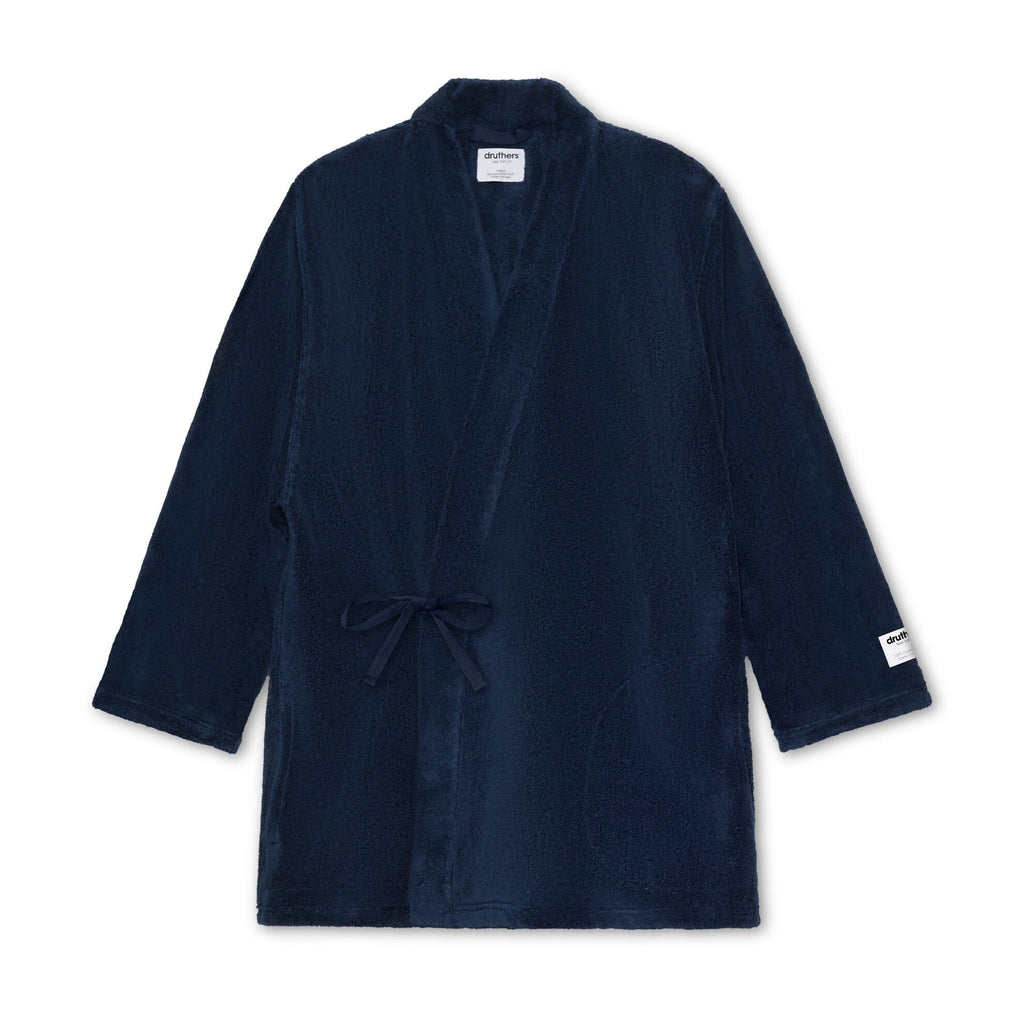 druthers NYC - GOTS® Organic Cotton Extra Heavyweight Kimono Robe Set - Dark Navy - City Workshop Men's Supply Co.