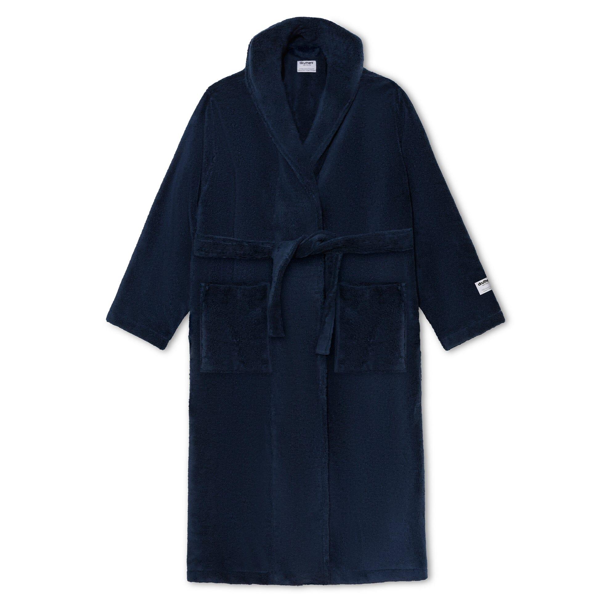 druthers NYC - GOTS® Organic Cotton Extra Heavyweight Long Robe Set - Dark Navy - City Workshop Men's Supply Co.