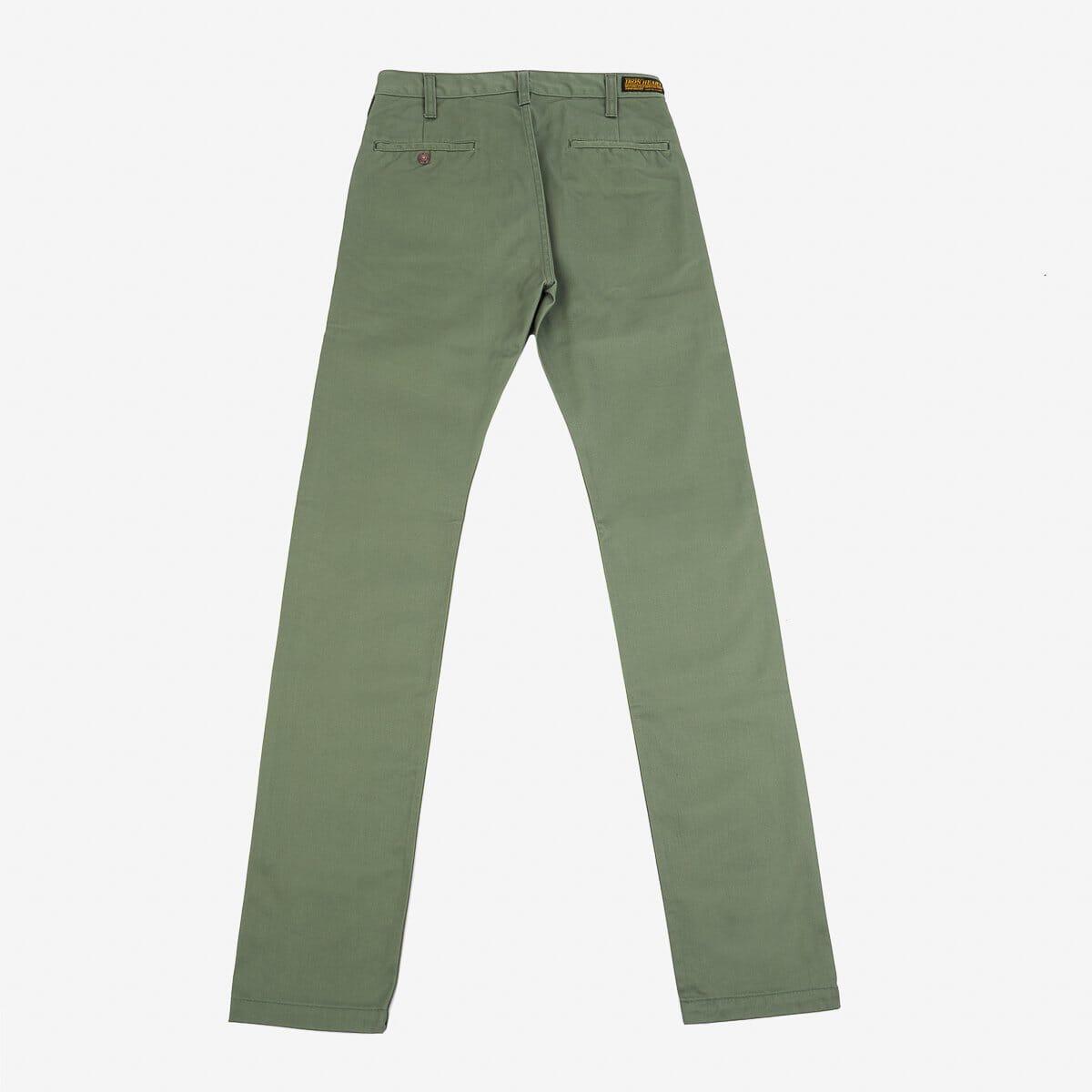 Iron Heart - IH-721 - 9oz Mercerised Selvedge Cotton Slim Tapered Chinos - Olive - City Workshop Men's Supply Co.