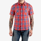 Iron Heart - IHSH-360-RED - 5oz Selvedge Madras Check Short Sleeve Work Shirt - Red - City Workshop Men's Supply Co.