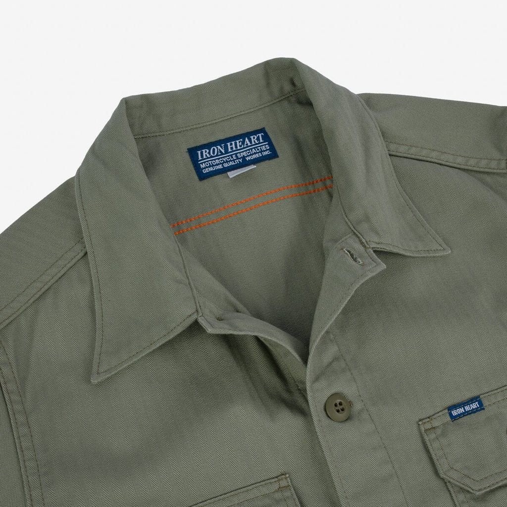 Iron Heart - IHSH-385-ODG - 9oz Herringbone Military Shirt - Olive Drab Green - City Workshop Men's Supply Co.