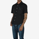 Iron Heart - IHSH-387-BLK - 7oz Fatigue Cloth Short Sleeved Western Shirt - Black - City Workshop Men's Supply Co.