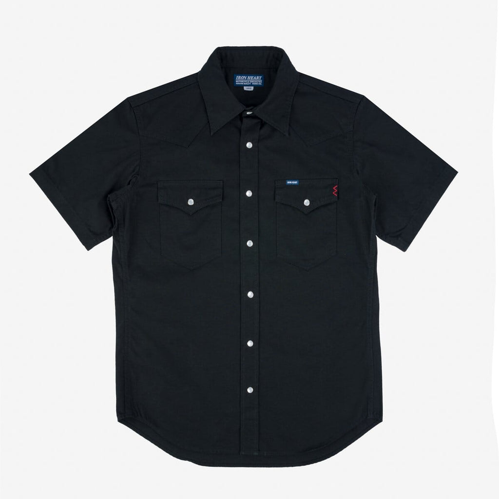 Iron Heart - IHSH-387-KHA - 7oz Fatigue Cloth Short Sleeved Western Shirt - Black