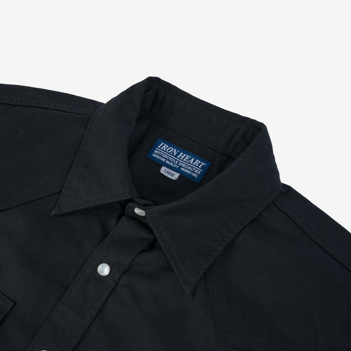 Iron Heart - IHSH-387-BLK - 7oz Fatigue Cloth Short Sleeved Western Shirt - Black - City Workshop Men's Supply Co.