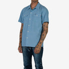 Iron Heart - IHSH-388-BLU - 4oz Selvedge Short Sleeved Summer Shirt - Blue - City Workshop Men's Supply Co.