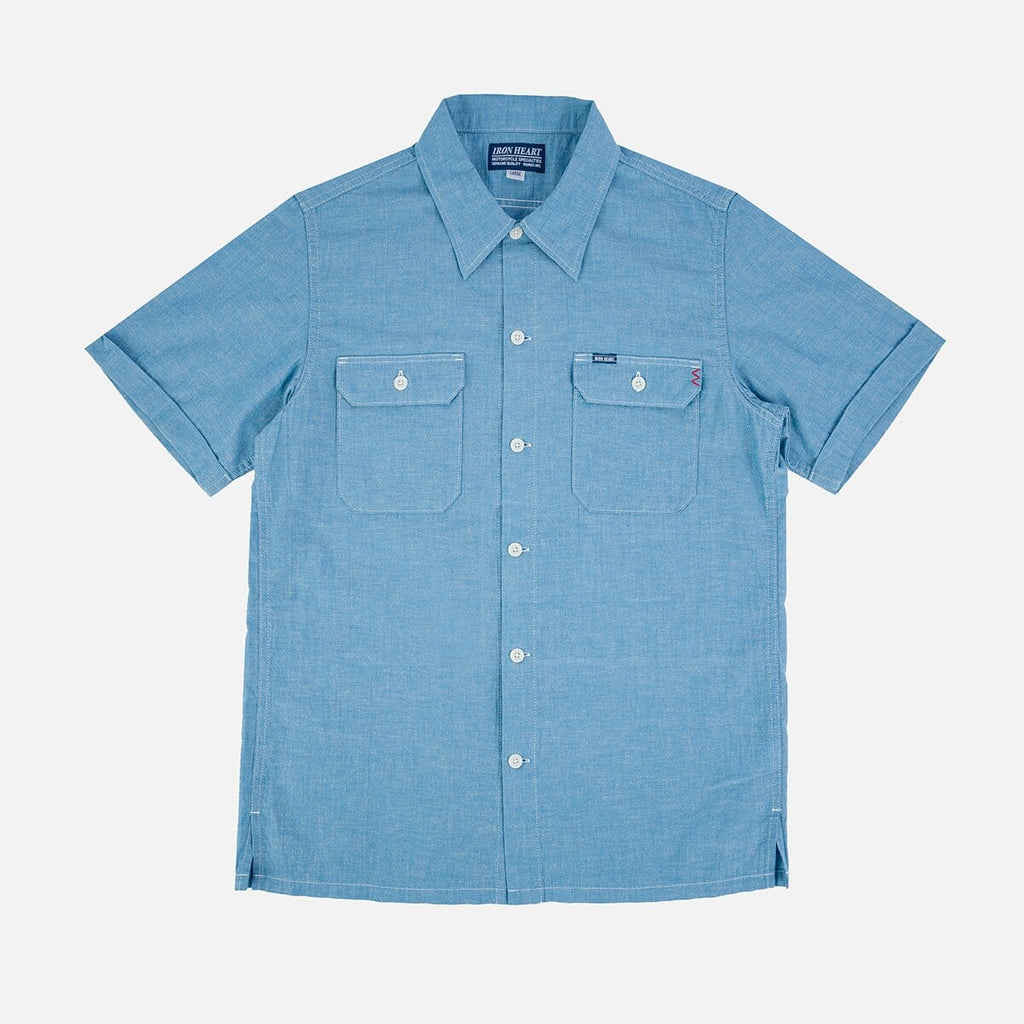 Iron Heart - IHSH-388-BLU - 4oz Selvedge Short Sleeved Summer Shirt - Blue