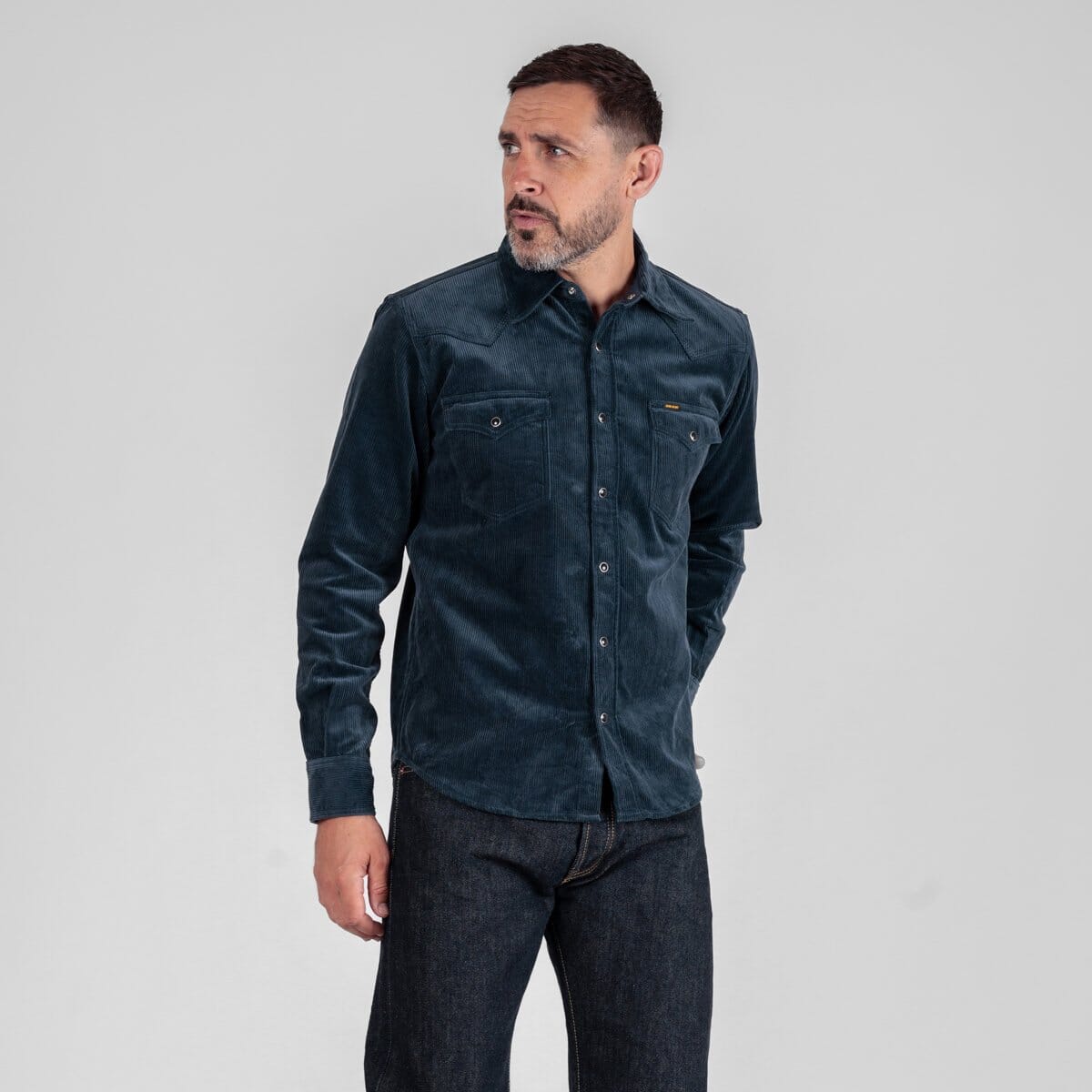Iron Heart - IHSH-398-NAV - 11oz Corduroy Western Shirt