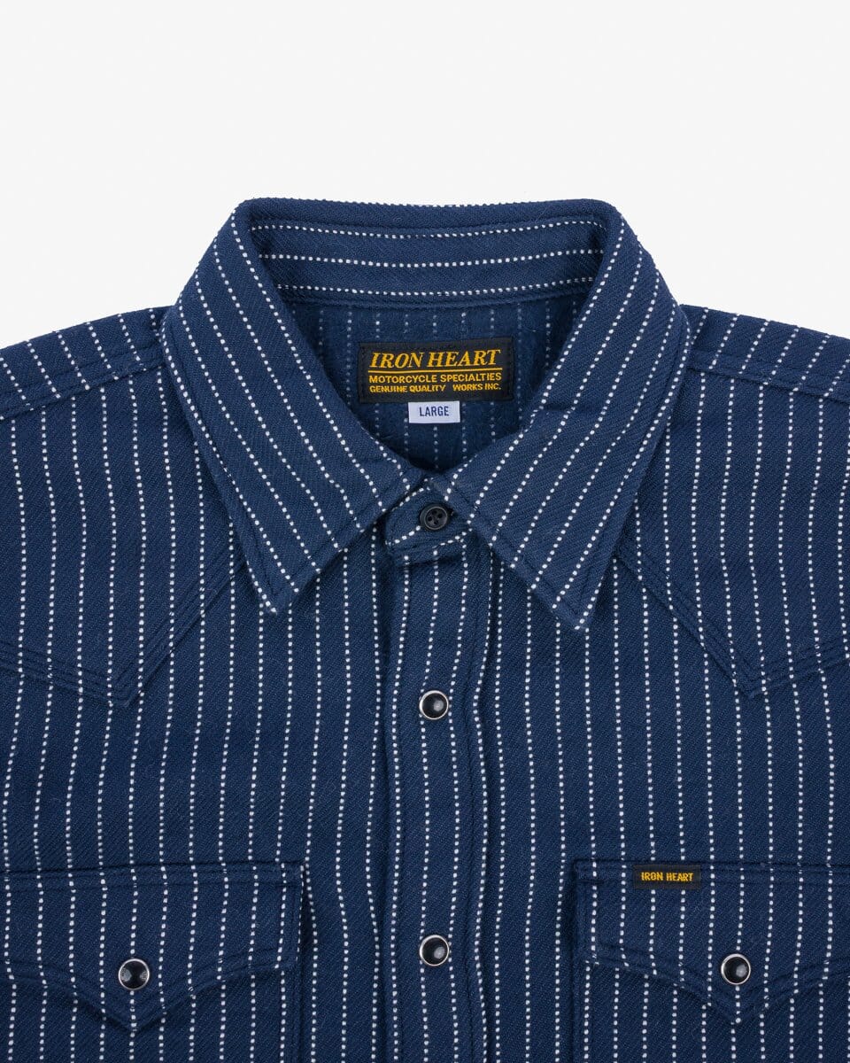 IRON HEART ネイビー ストライプ ベストXXL Iron Heart IHV-50-IND 14oz Sashiko Dobby Cloth / Duck Work Vest