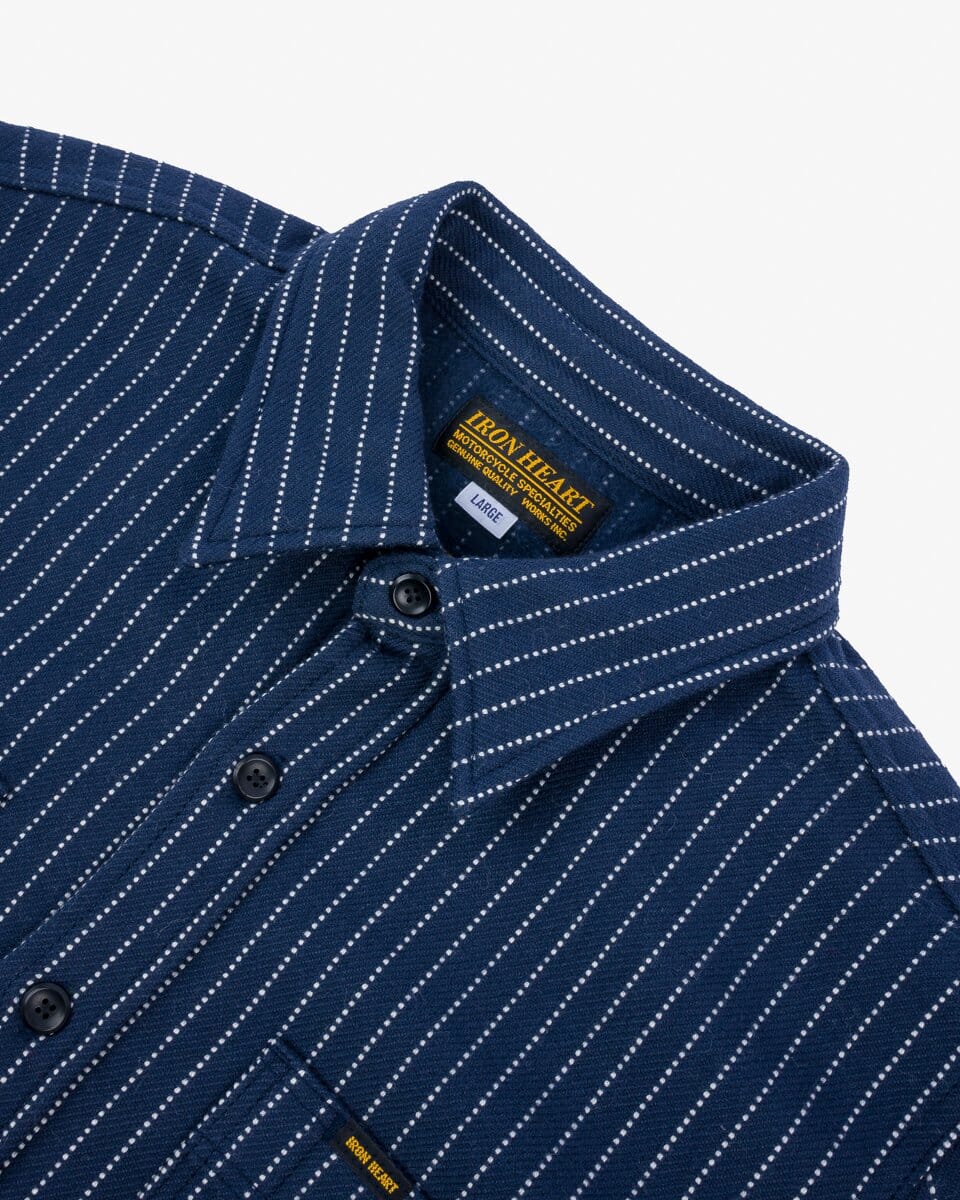 iron Heart - IHSH-402-NAV - 12oz Ultra Heavy Flannel Chalk Stripe
