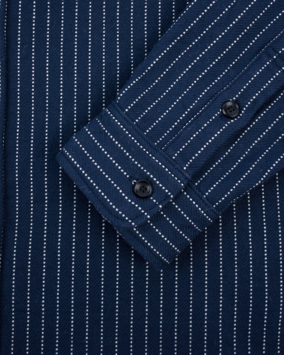 iron Heart - IHSH-402-NAV - 12oz Ultra Heavy Flannel Chalk Stripe