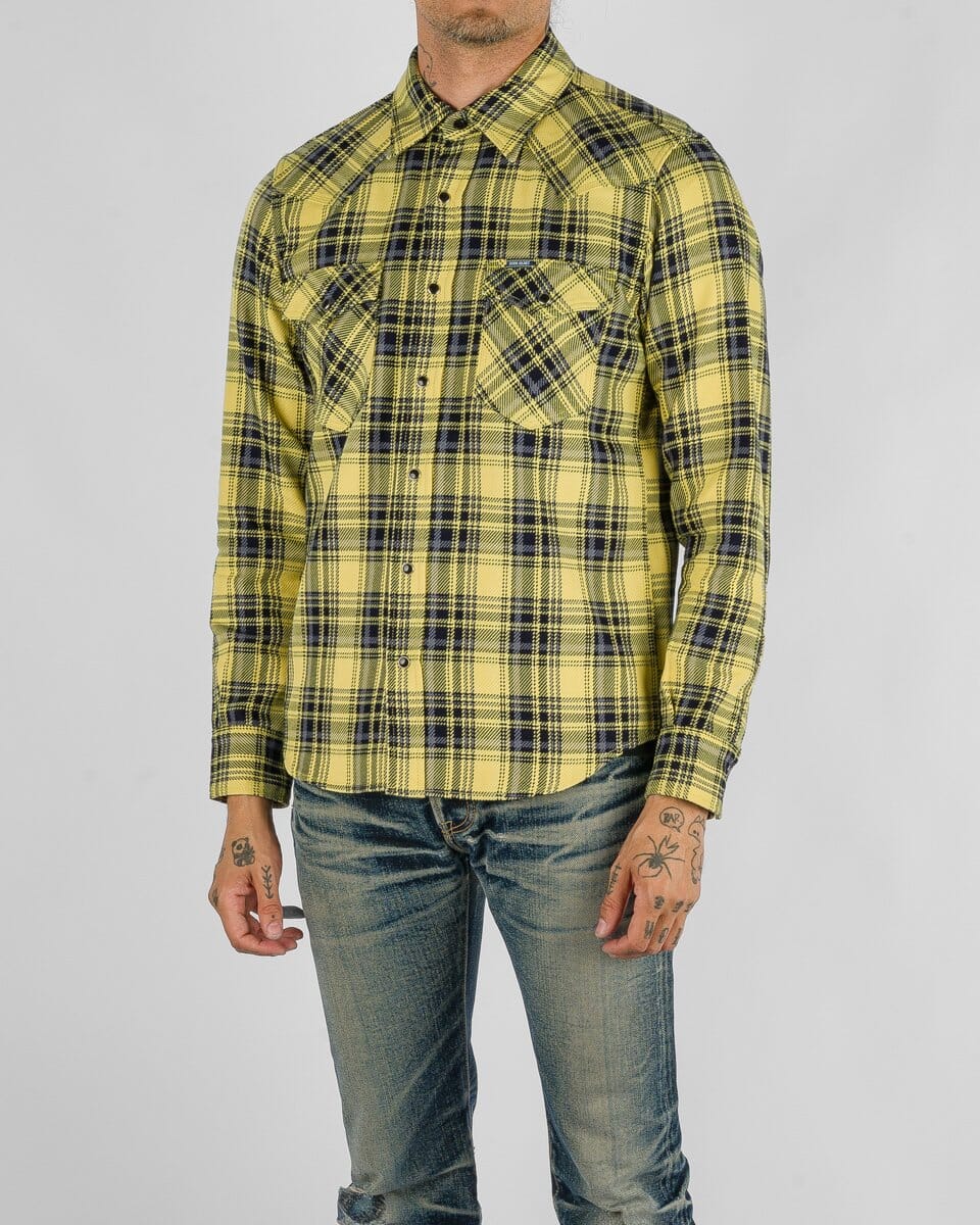 ihika　1027 Iron Heart - IHSH-411-YEL - 9oz Selvedge Indigo Check
