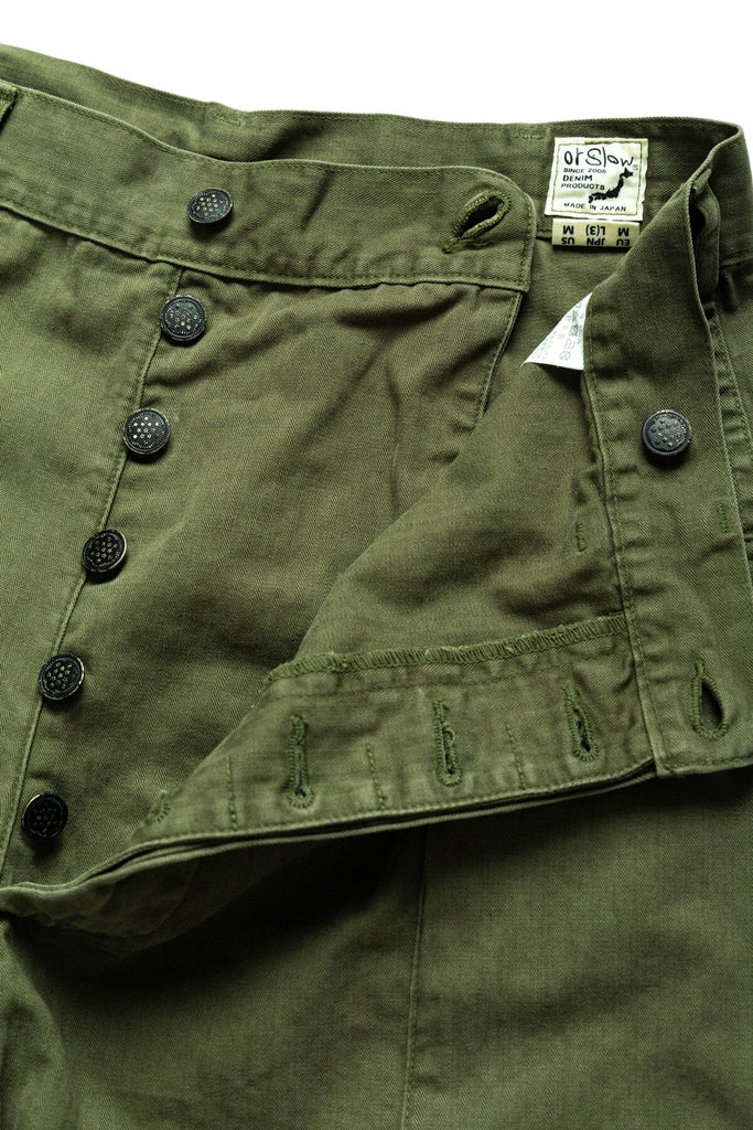 orSlow - (03-7250-76) U.S Army 2 Pocket Cargo Shorts - Army Green - City Workshop Men's Supply Co.