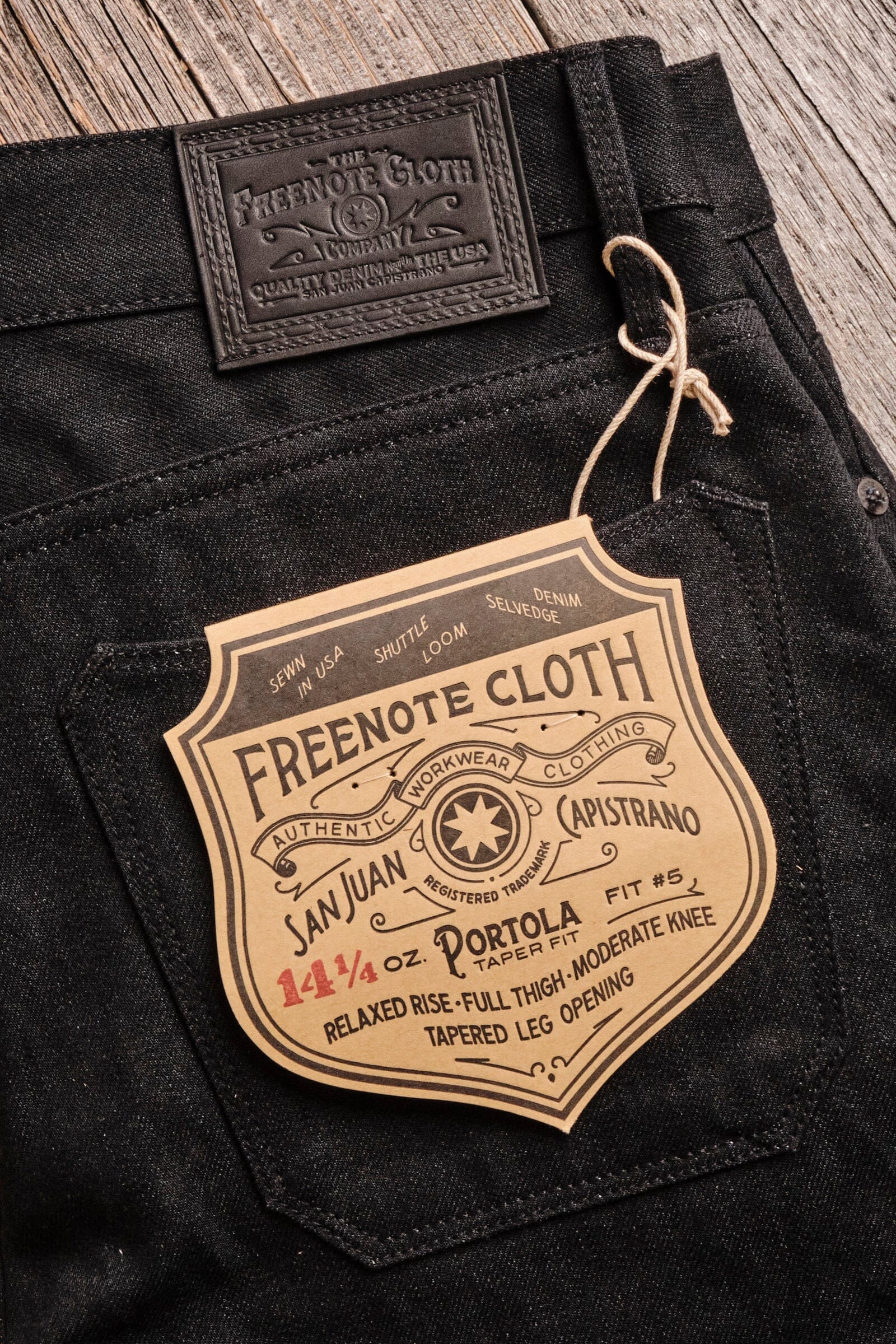 Freenote Cloth - Portola Taper Raw 14.25oz Black Grey Japanese