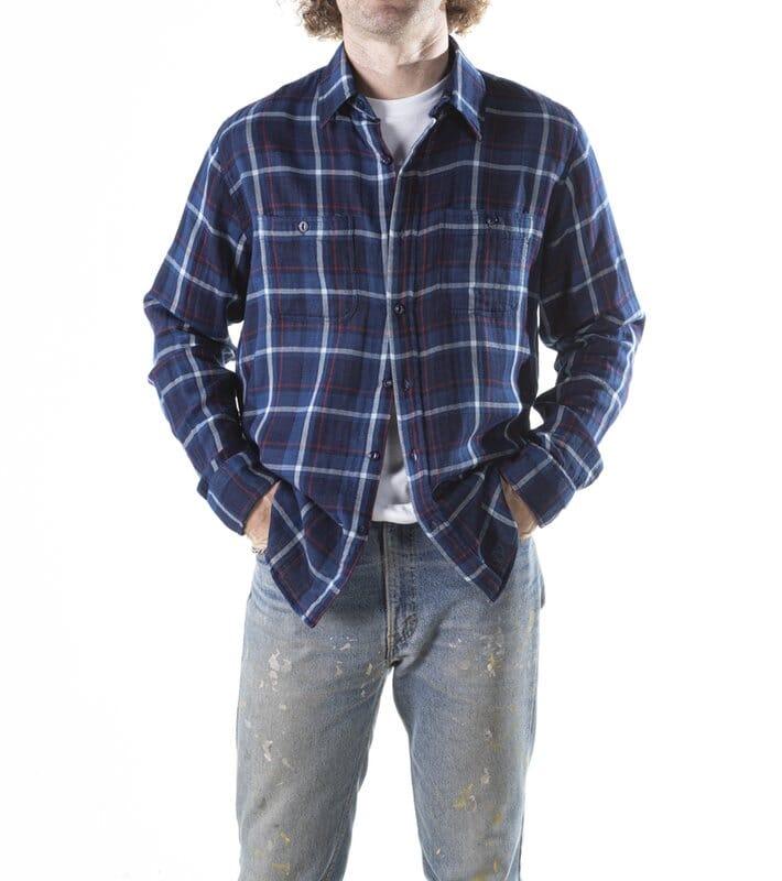 Schott NYC - Long sleeve 100% Cotton Plaid Work Shirt in Navy - City Workshop Men's Supply Co.