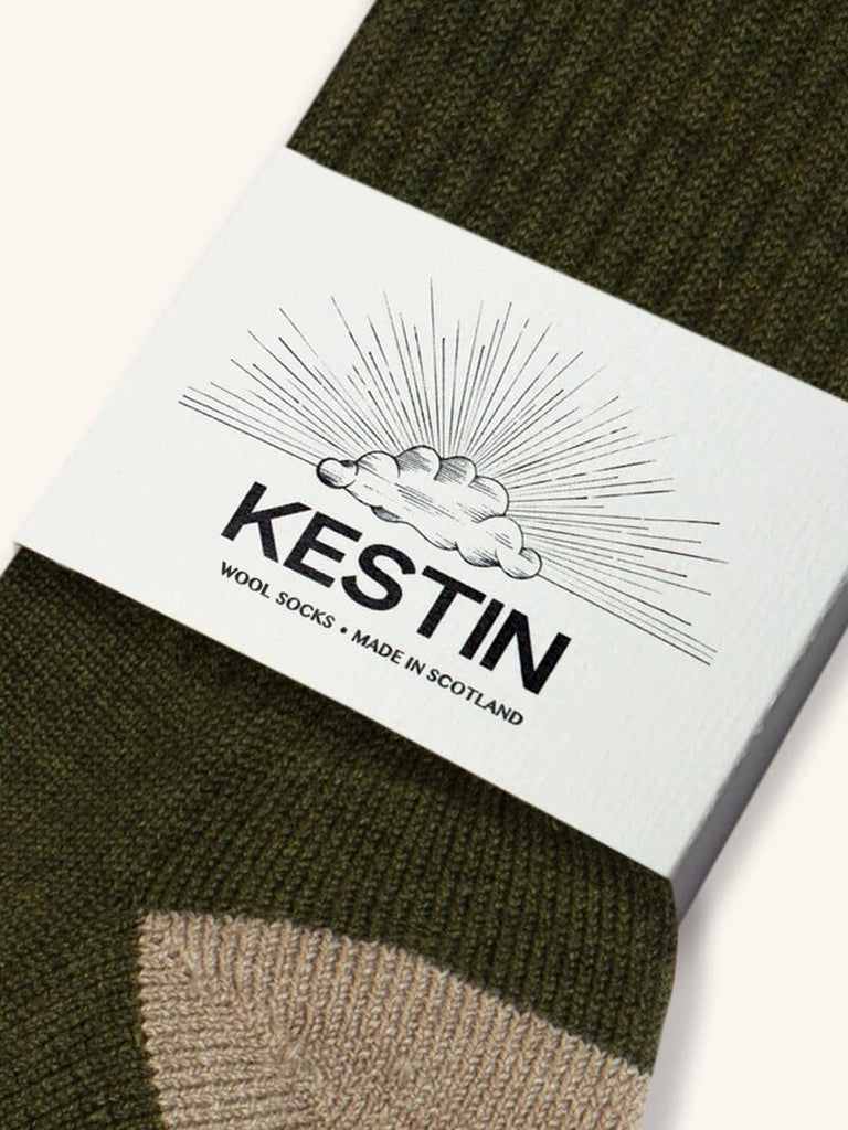 Kestin - Elgin Wool Sock in Olive / Putty