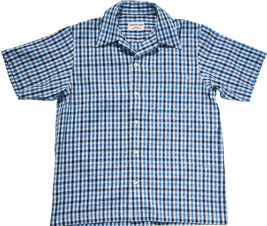 シャツ IONSEOUL Soda Checked Shirt (2color) JE1036 6.2 oz. Indigo Check Work Shirt