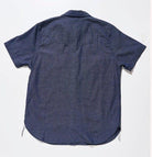 Pure Blue Japan - [SS-2225-1] Woven Chambray Curved Pocket Short Sleeve Shirt - Heather Indigo - City Workshop Men's Supply Co.