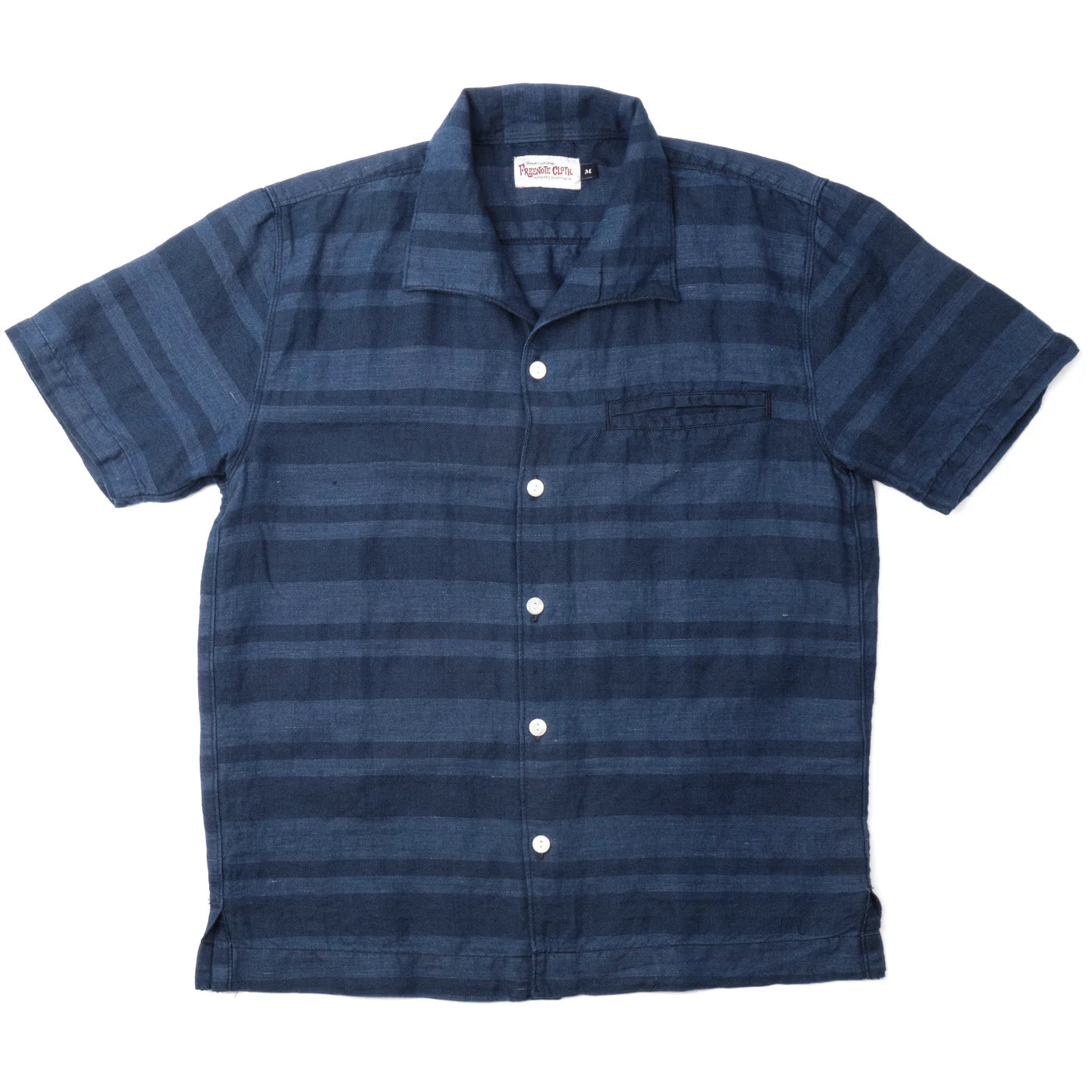 Freenote Cloth - Cayucos Short Sleeve Indigo Stripe - City Workshop Men's Supply Co.