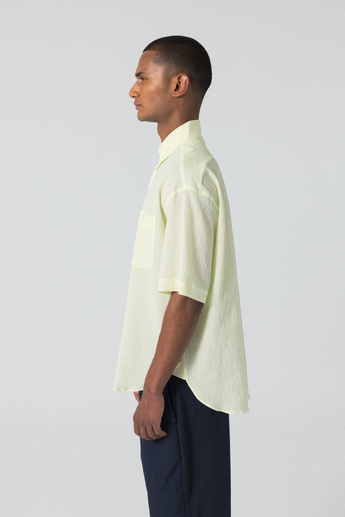 Unfeigned - Short Sleeve Baggy Shirt Seersucker - Lemon