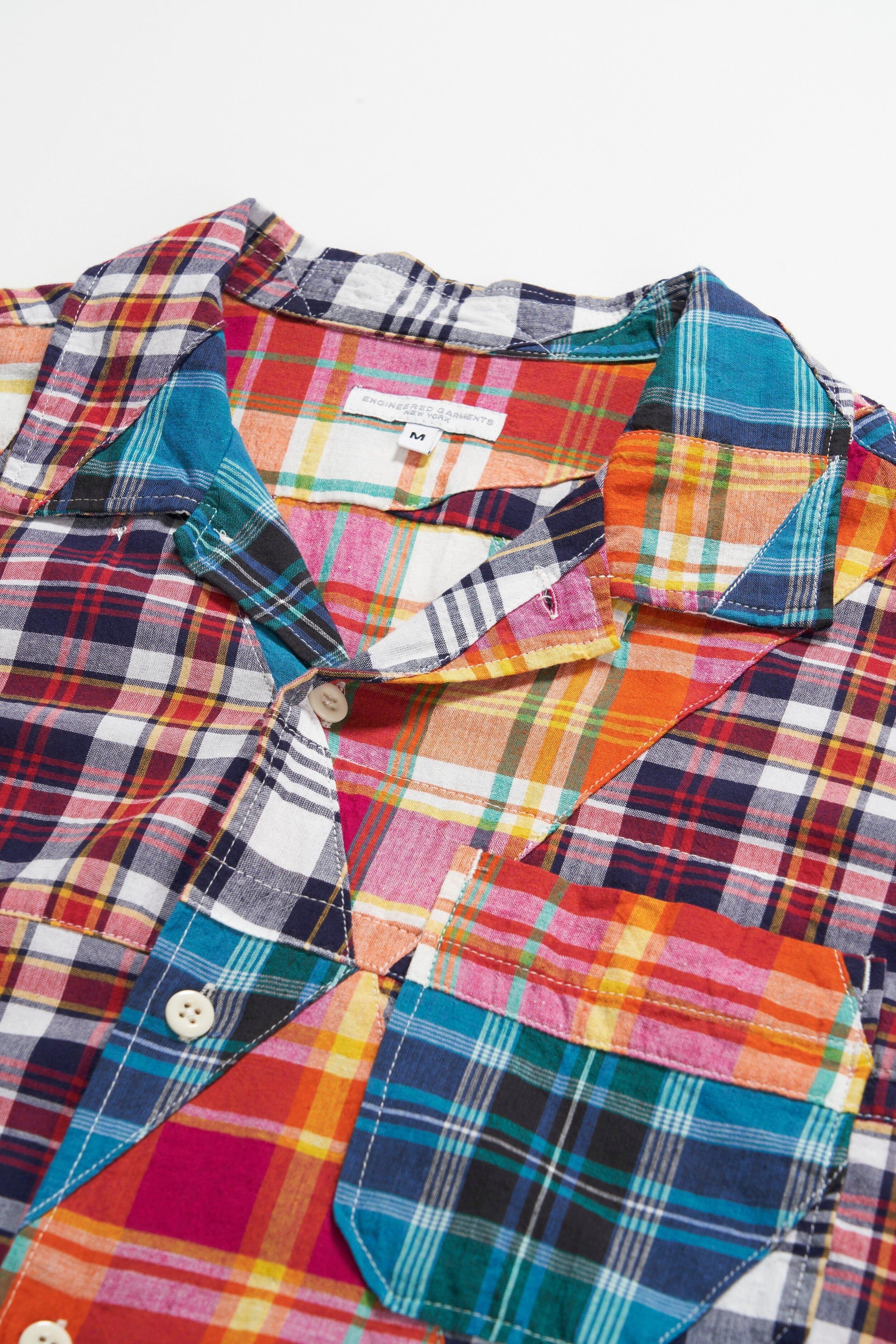 Engineered Garments - Camp Shirt - Multi Color Triangle Patchwork Madras - City Workshop Men's Supply Co.